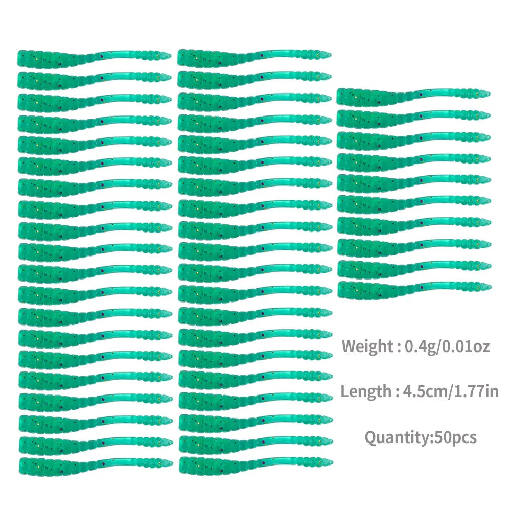 Hengjia 10-50pcs/lot 4.5CM Small Soft Silicone T-Tail Worm Swimbait Lure Fishing Tackle for Carp Black-bass Pike