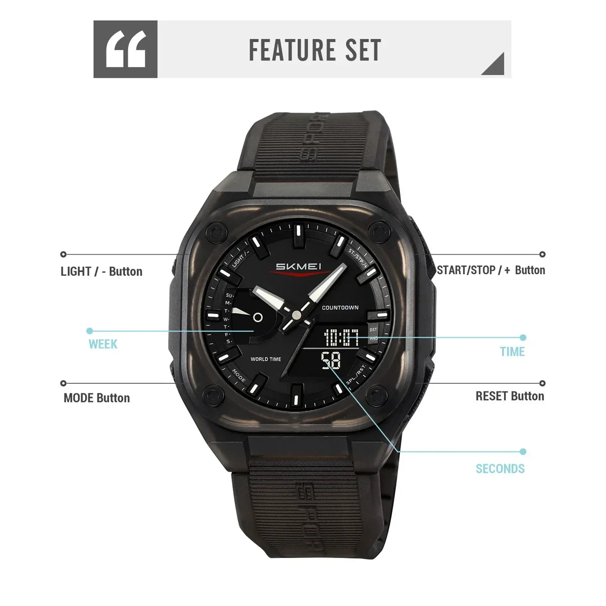SKMEI Waterproof Digital Electronic Wristwatch for Men, Alarm Clock, Sports Watches, Business Fashion, 2328