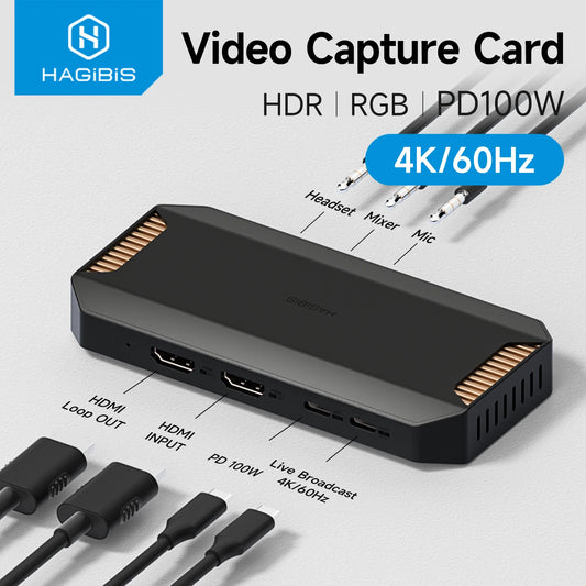 Carte de capture vidéo 4K Hagibis pour le streaming et le gaming, prise en charge VRR RGB HDR, transmission directe pour Switch2 Xbox PS5/4, diffusion en direct de la caméra