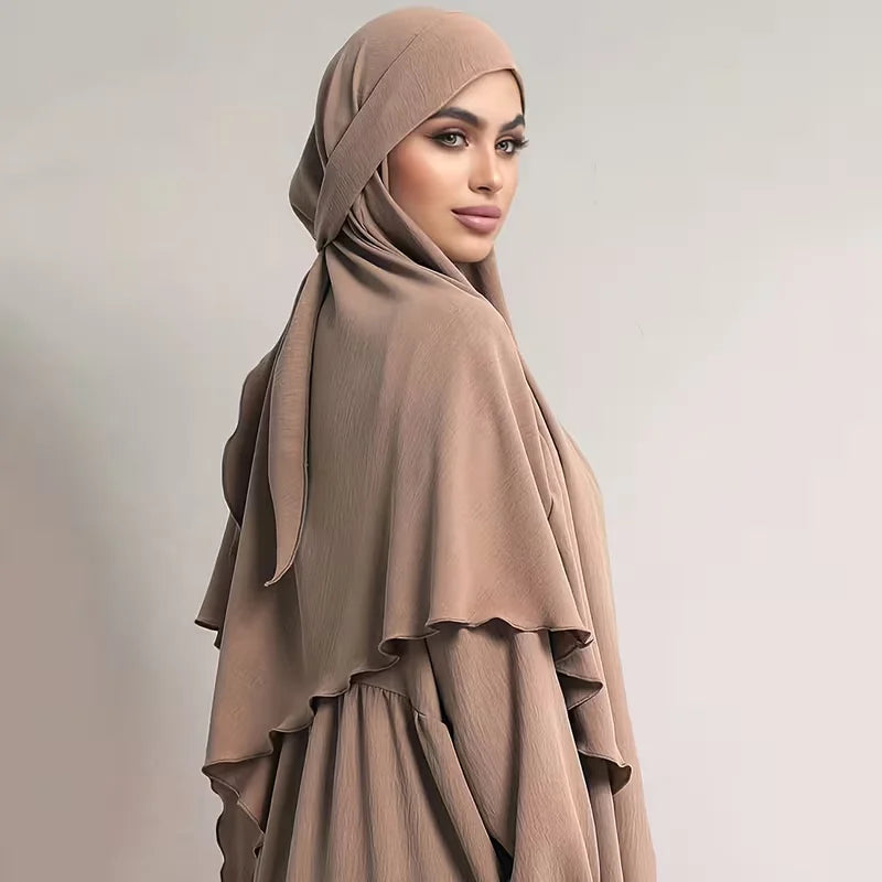 Parure de tête musulmane longue et élégante avec fermeture à nouer, foulard de prière Hijab islamique pour femmes, prêt à porter, Abaya Hijab pour le quotidien