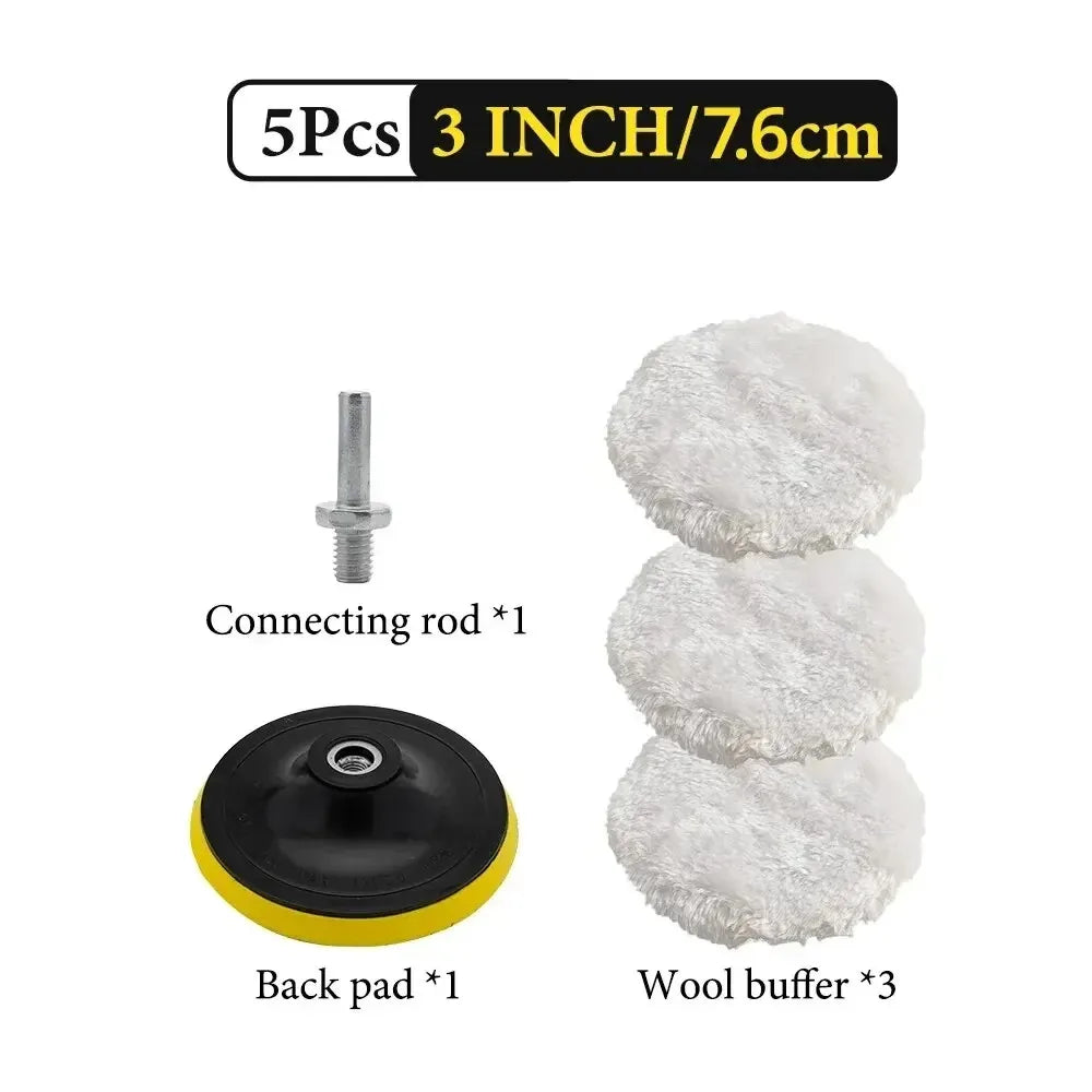 Kit de Polissage Voiture 5 Pièces — Disques Laine & Mousse Correction Peinture