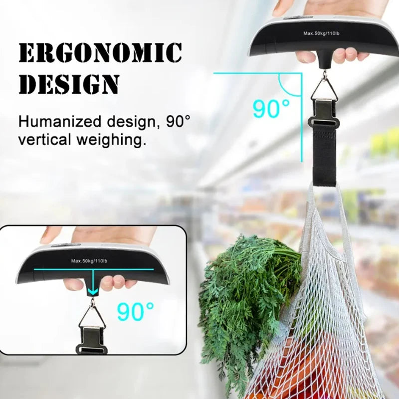 Portable hanging scale. Luggage scale 110lb/50kg electronic weighing for travel bags. Battery not included