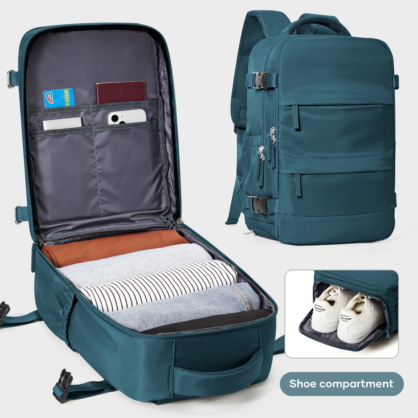 Sac à Dos Cabine 40x20x25 Femme — Pochette Ordinateur Étanche Sac d’École