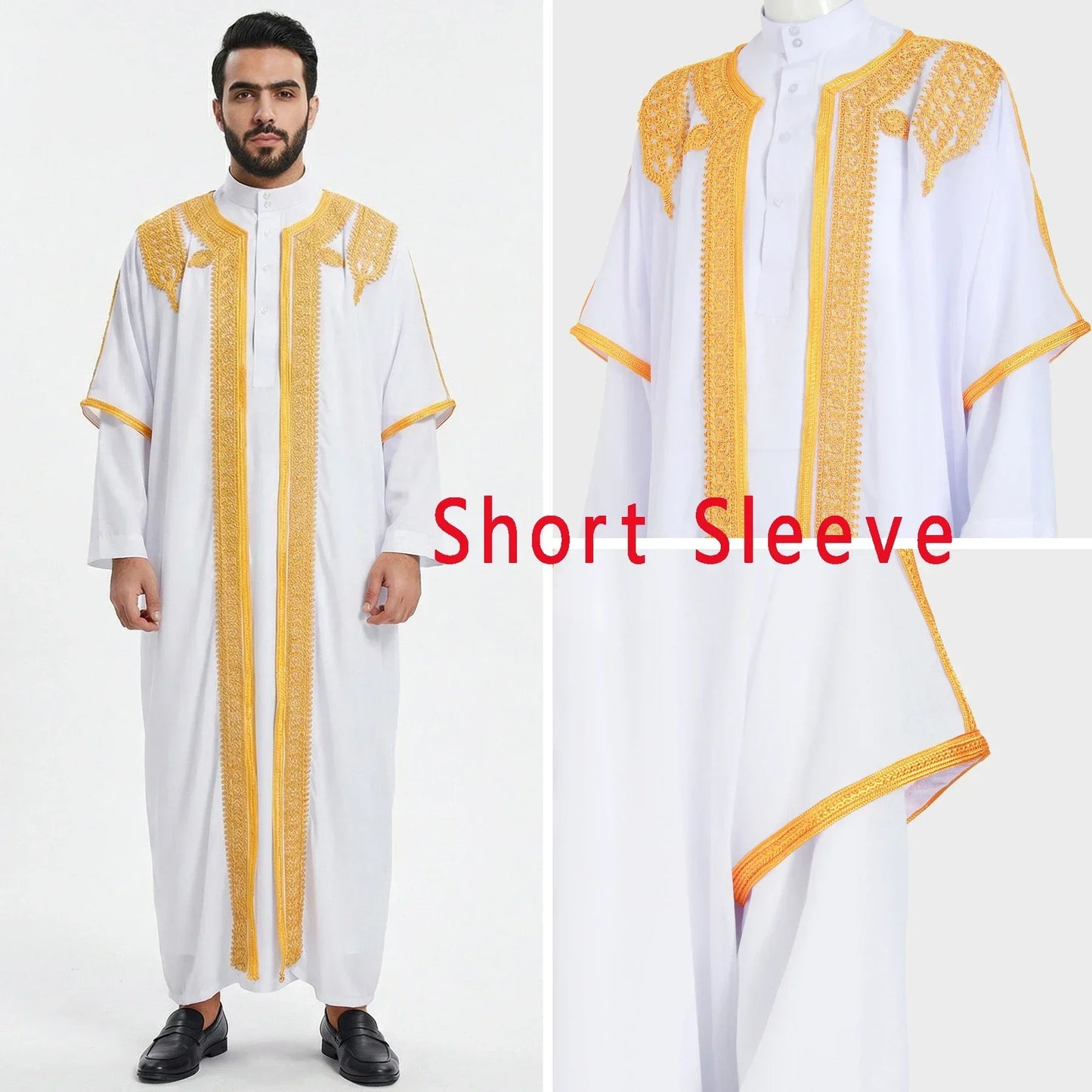 Robe traditionnelle arabe pour hommes, Robe brodée Thobe, ethnique du moyen-orient, Jubba Thobes Eid Djellaba, Kimono Abaya Thoub Dishdasha
