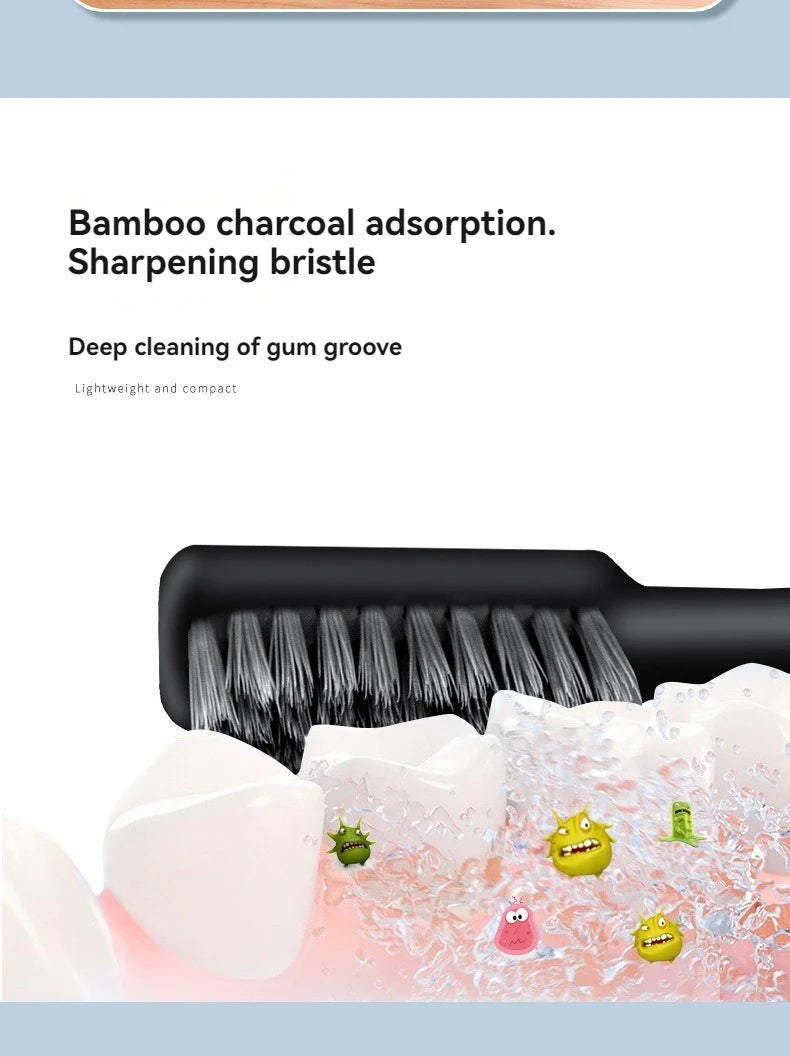 Brosse à dents pliante au charbon de bois compacte portable, parfaite pour le voyage, le camping et la randonnée, facile à prendre et efficace