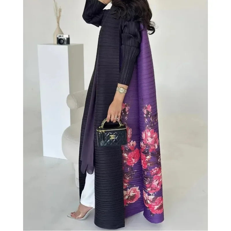 KAF femmes mode Abaya Vintage imprimé Cardigan conception ample grande taille élégante femme luxe Robe printemps automne modèle