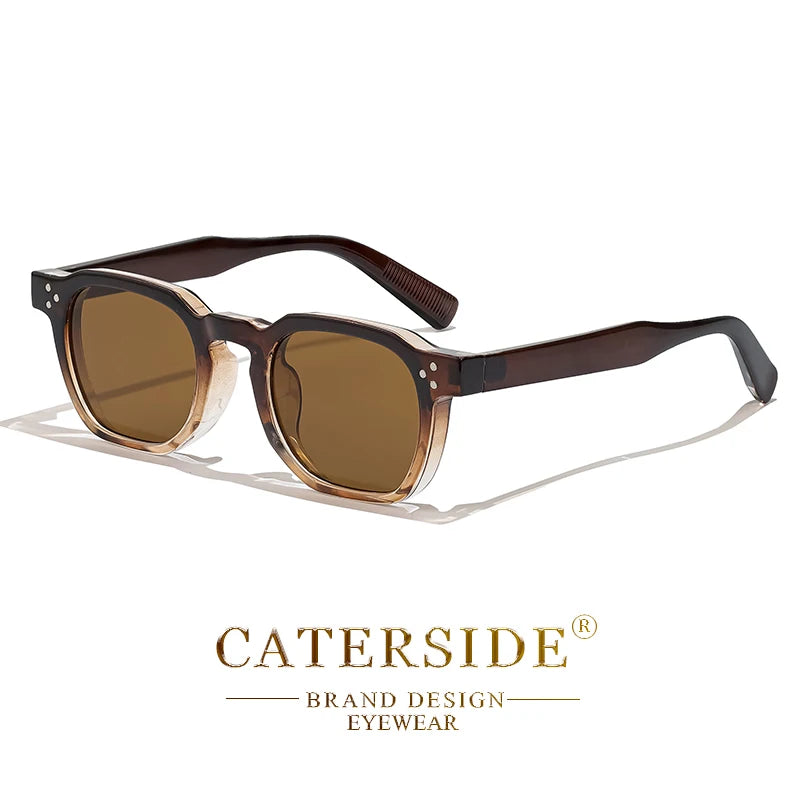 CATERSIDE Retro Square Sunglasses for Men, Punk Style, Trendy Brand, Women's Sunglasses, Travel, Party, UV400 Protection, Summer Style