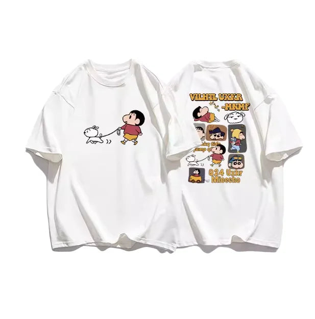T-shirt décontracté oversize imprimé 100% coton — dessin animé, été 2026, adultes, enfants, Y2K