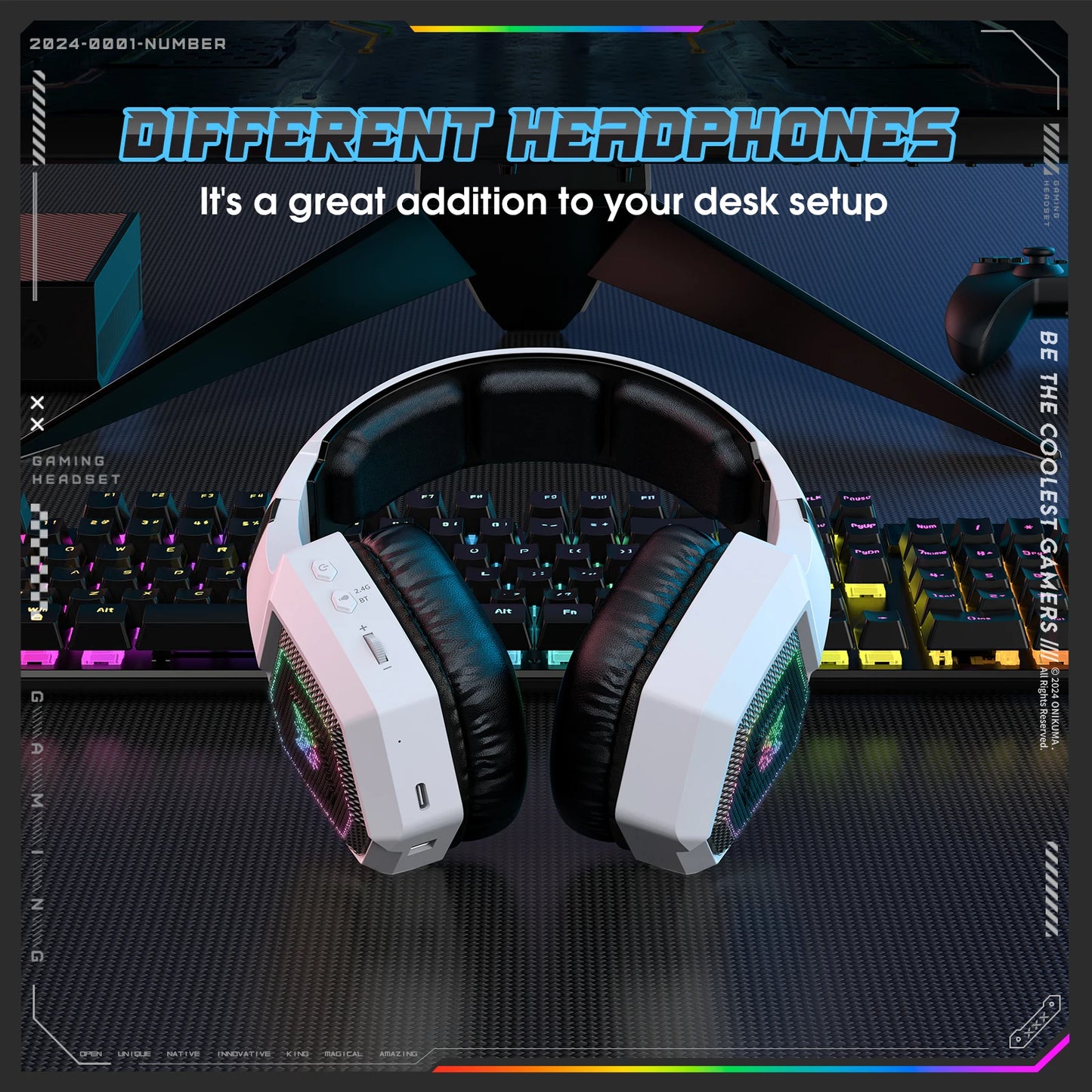 Auriculares inalámbricos para juegos ONIKUMA GT806 de 2,4 GHz, calidad de sonido HiFi para ordenador portátil con micrófono con cancelación de ruido, auriculares para juegos para PC