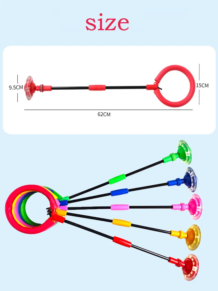 Bolas de rebote intermitentes elásticas, auto luminosas, anillo de salto giratorio para niños y adultos, conjunto de fitness, bola de giro de una sola pierna, regalo novedoso