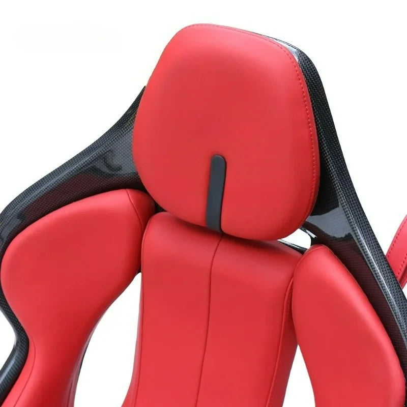 Siège de course enveloppant — appui-tête en fibre de carbone, broderie, supercar, durable