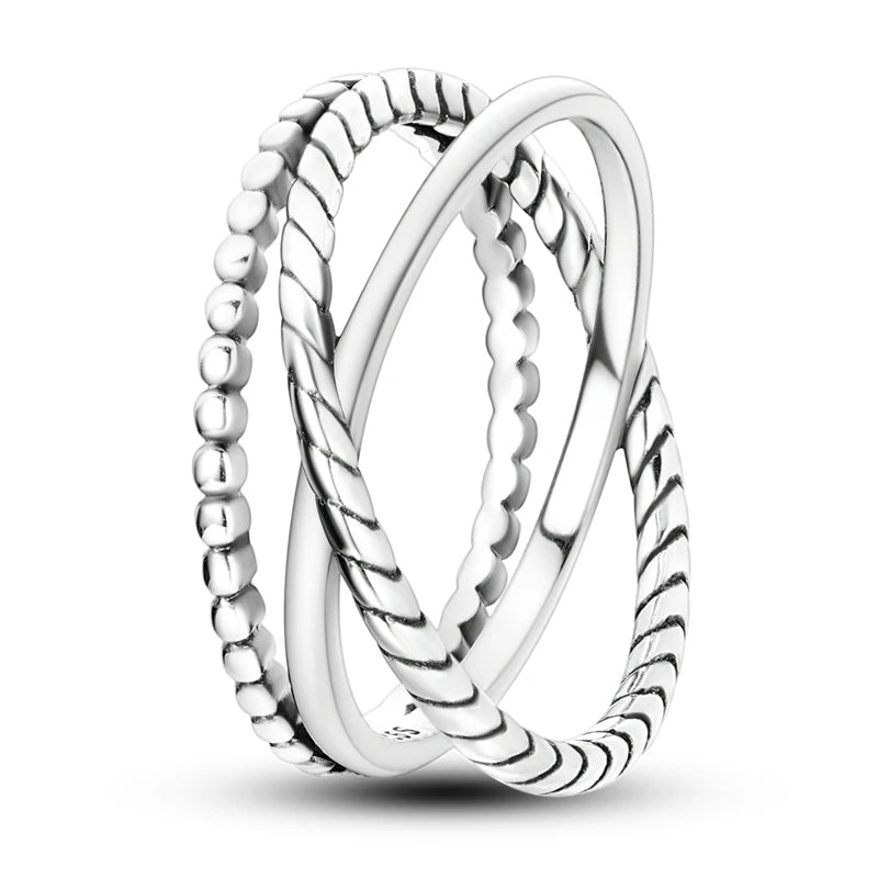 Anillos de plata 925, línea entrelazada, anillos enrollados geométricos de circonita, compromiso romántico, boda, San Valentín, joyería fina, regalo
