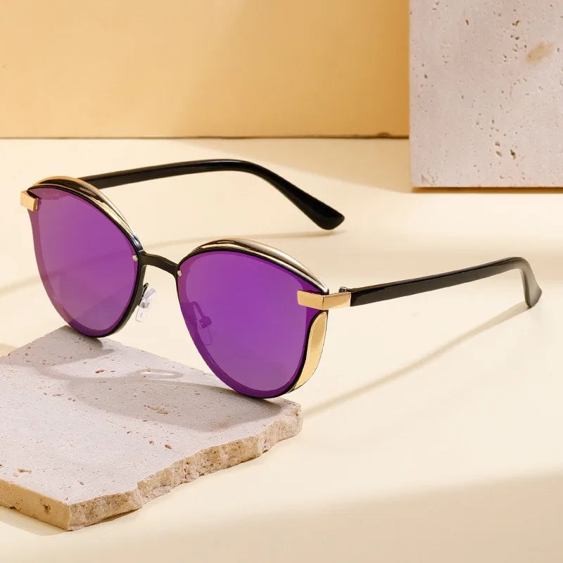 Gafas de sol polarizadas de lujo para mujer, redondas, para mujer, lentes de sol para mujer