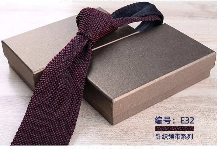 Men's Casual British Style Retro Striped Knitted Ties Formal Business Navy Red Brown Handmade Ties Tuxedo Neckties