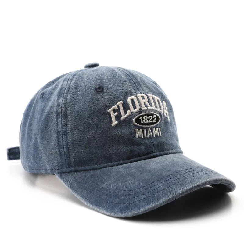 Men Women Embroidered Letter Baseball Cap Vintage Fashion Solid Adjustable Outdoor Sports Snapback Hat Distressed Gorras