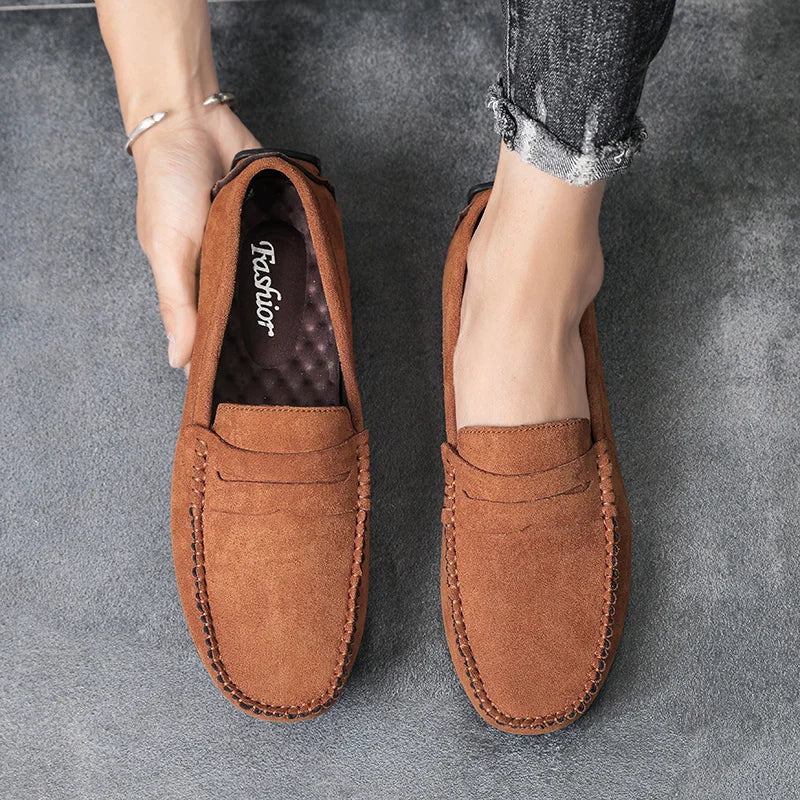 Men's Suede Casual Shoes Breathable Comfort Slip-on Driving Shoes Luxury Brand Men's Loafers Men's Lazy Shoes Moccasins