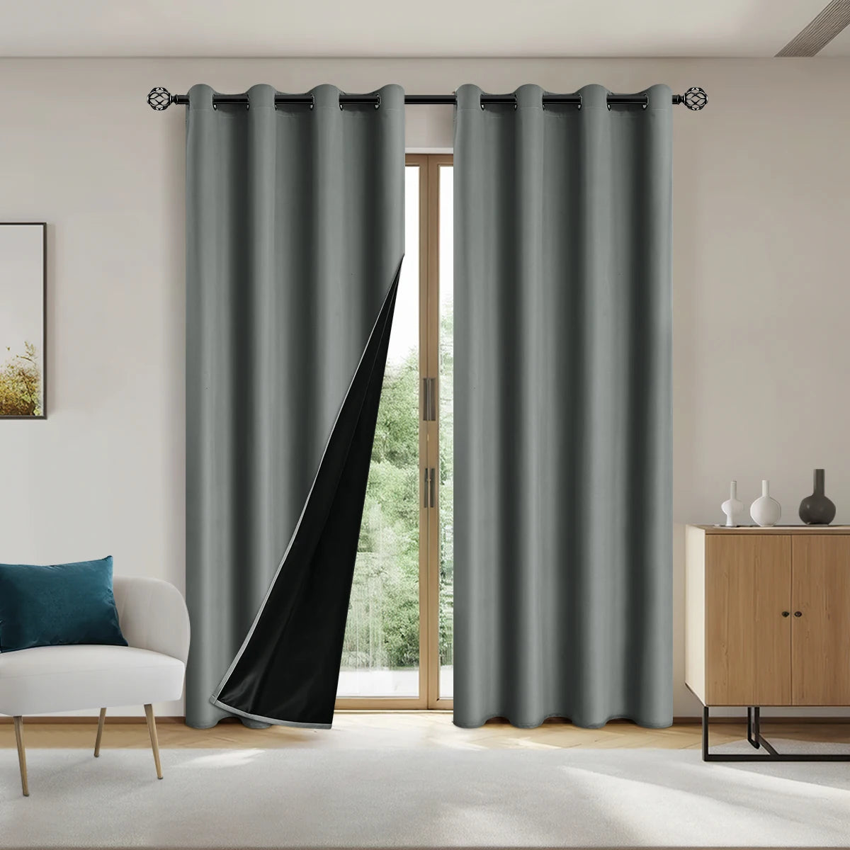 Rideaux occultants 100% solides avec œillets, rideaux de confidentialité totale pour chambre à coucher, beaux rideaux pour salon, 1 pièce