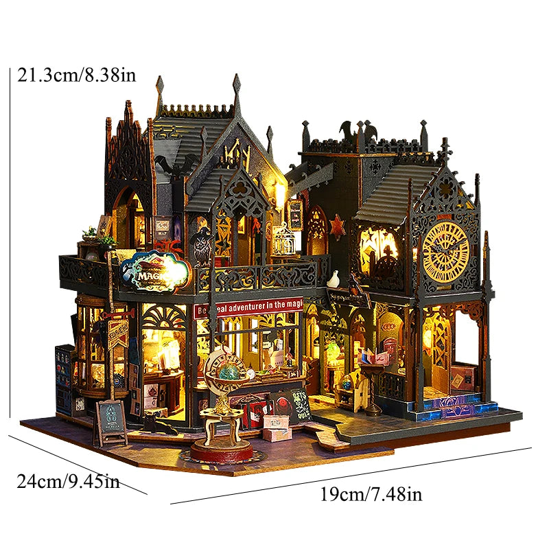 Casa de muñecas de madera, modelo de jardín, puzle 3D, kits de construcción para montar, juguetes, decoración de dormitorio con luces LED, regalo para casa de muñecas, bricolaje