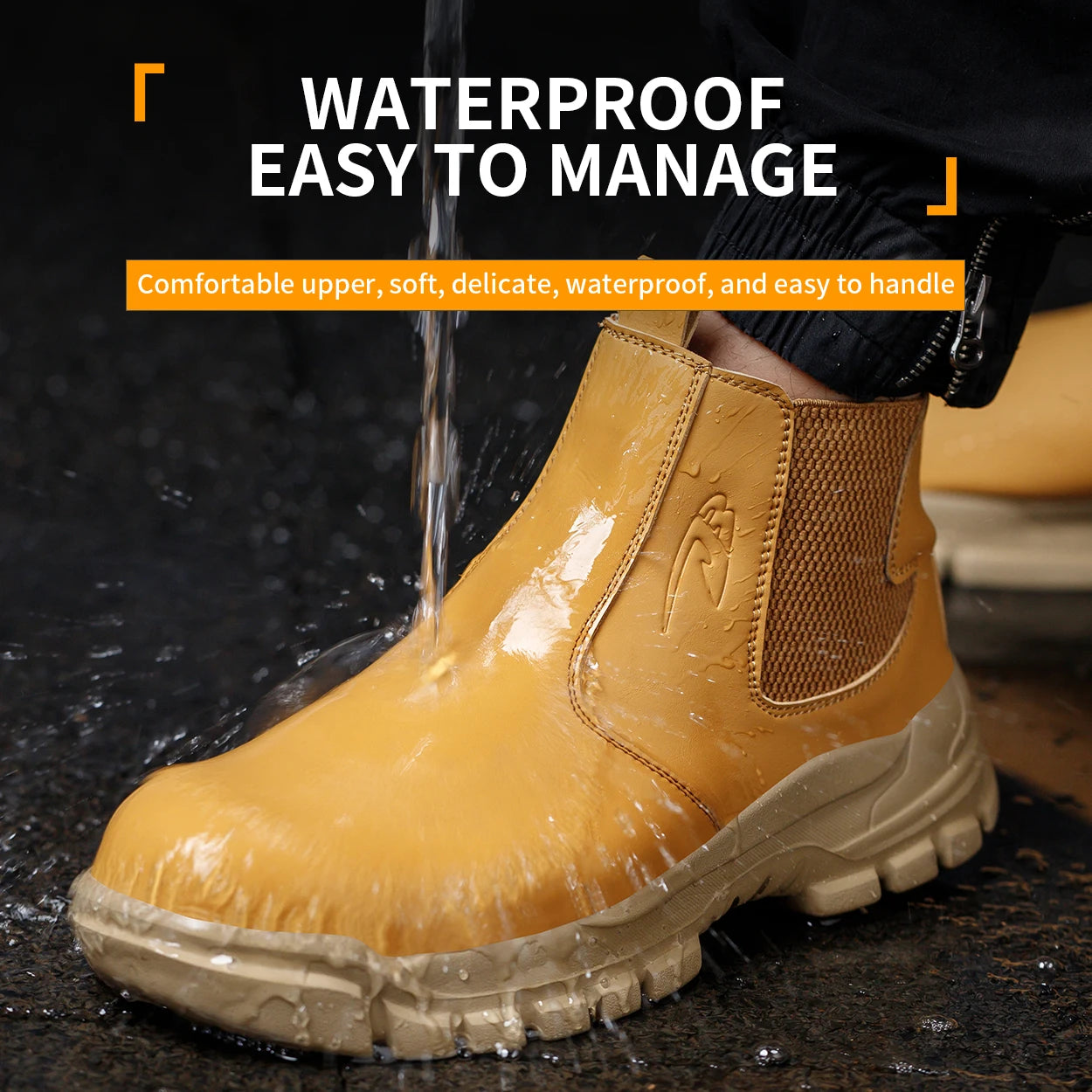 Men's Waterproof Safety Work Boots, Steel Toe Shoes, Anti-Impact and Puncture-Resistant, Tactical Hiking Boots for Outdoor Adventure