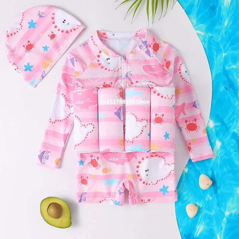 Maillot de Bain Flottabilité Enfant — Dessin Animé, Une Pièce, Protection Anti-Éruption, Garçon & Fille