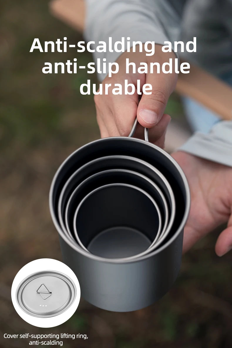 Tiartisan extérieur titane léger Portable thé tasse à café poignée pliante Camping tasse d'eau pour randonnée voyage