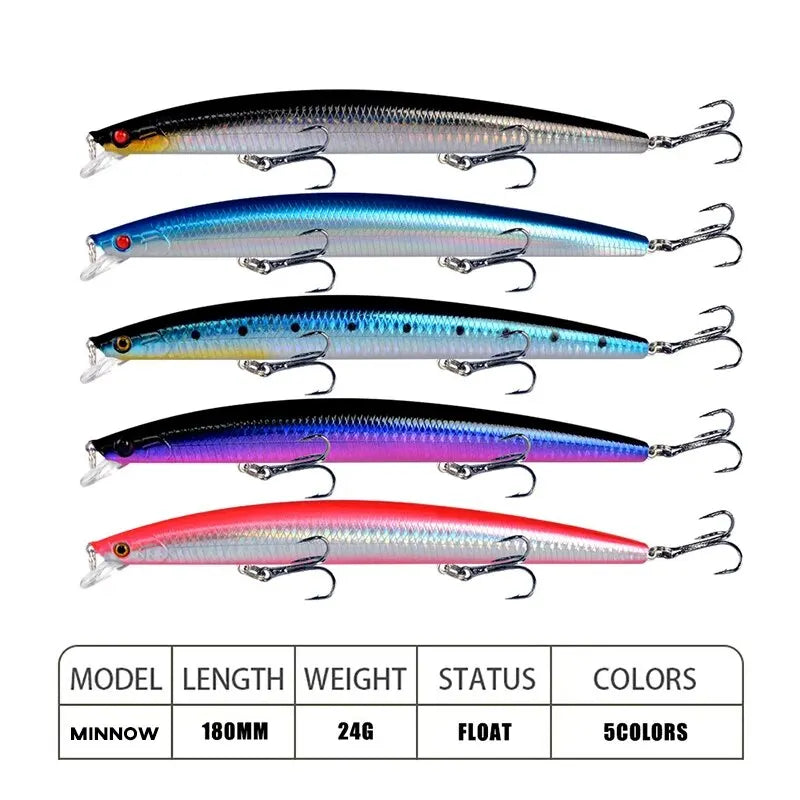 Leurre de pêche méné Laser appât artificiel dur 18 cm 24g yeux 3D crochets pointus appât de pêche en mer coloré manivelle Wobblers