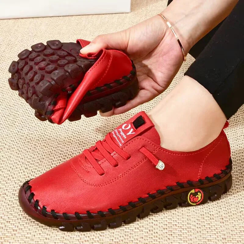 Women's Sneakers Platform Shoes Flat Leather Lace-up Loafers Slip-on New Spring Casual Mom Shoe Mujer Zapatos Chaussure Femme