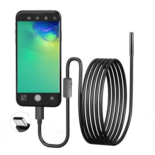 Endoscope USB pour téléphone Android OTG, caméra serpent d'inspection endoscopique 5.5mm, étanche IP67 avec 6 lumières LED pour Type C