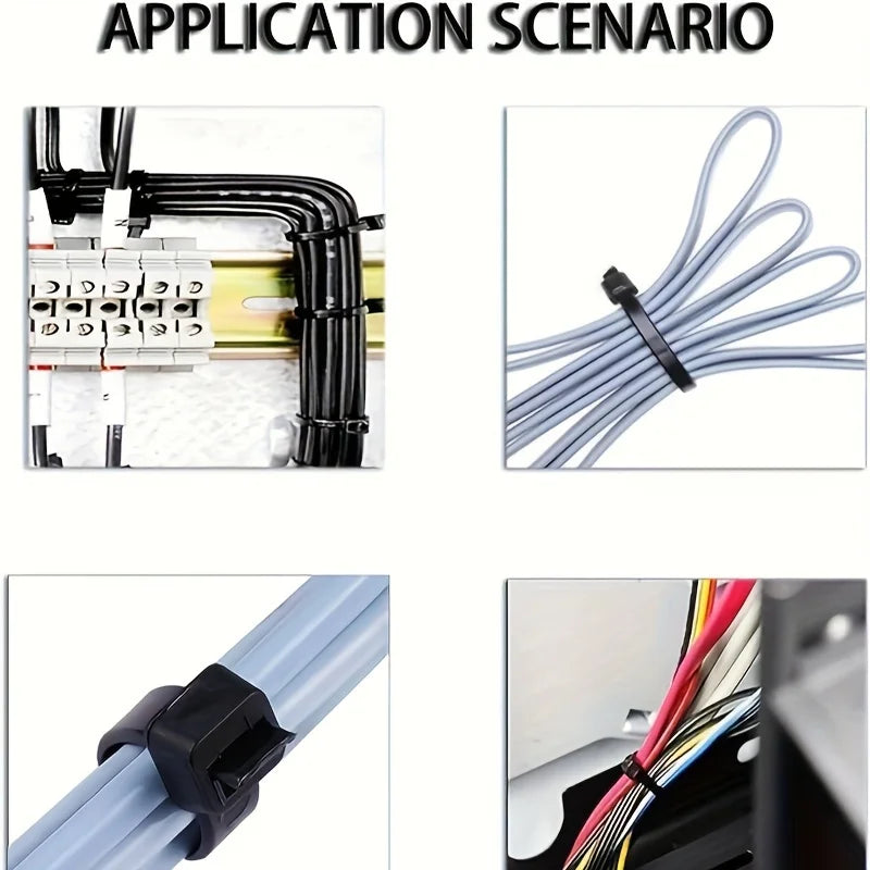 Bridas de nailon ajustables autoblocantes, hebilla de fijación, bridas de metal de plástico reutilizables para oficina y hogar