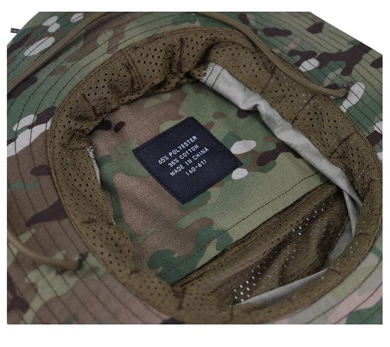 Nouveau 2026 Casquette Bob Camouflage Multicam avec Poche Carrée pour Passionnés de Tactique, Chapeau de Soleil pour Pêche, Randonnée et Activités de Plein Air