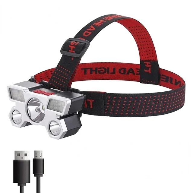 Lampe frontale puissante à 5/11 LED, batterie 18650 intégrée, Rechargeable par USB, lanterne pour Camping en plein air, pêche