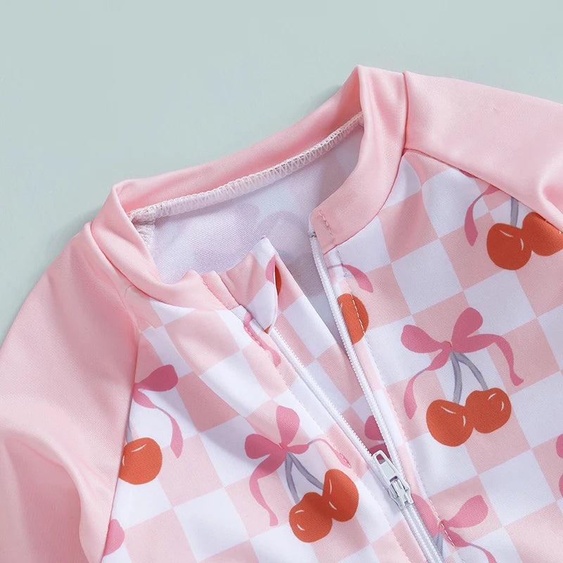 Maillot de bain une pièce imprimé cerise pour bébé fille, maillot de bain pour bébé, tissu doux et confortable, costume de piscine pour bébé, Design cerise mignon