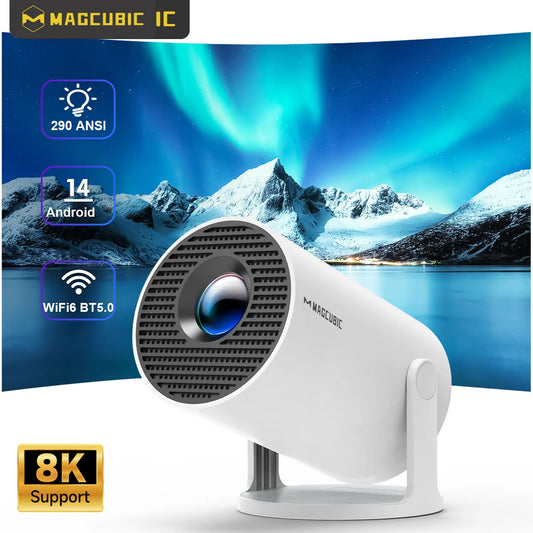 Proyector magnético HY300 Pro 8K Android 14 Dual Wifi6 290ANSI Allwinner H726 BT5.4 1080P 1280*720P Proyector de cine en casa para exteriores