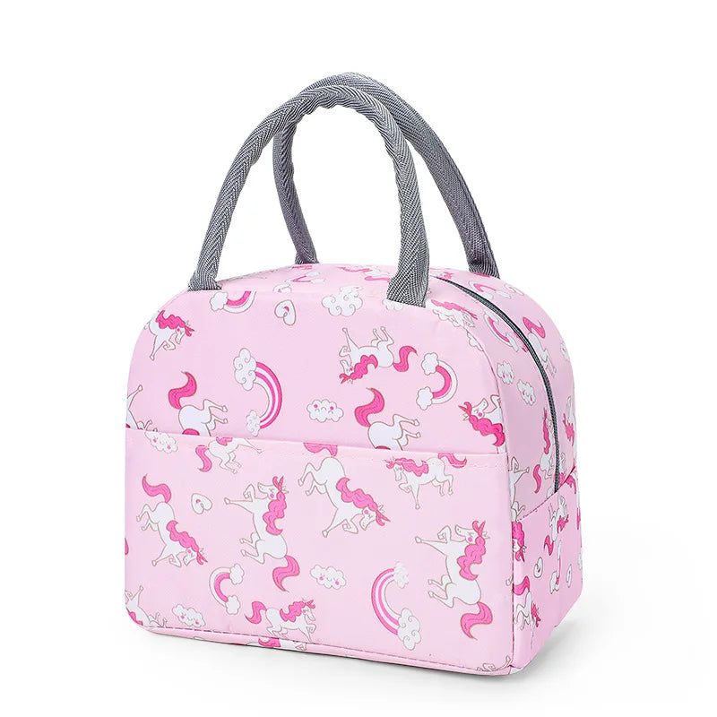 Sac à lunch en toile isotherme portable pour femmes et enfants, motif fonctionnel, glacière, nourriture thermique, sacs de pique-nique
