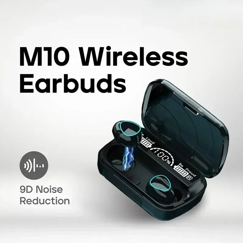 Original M10 Wireless Bluetooth Earbuds – All-in-One Sports Headphones with Noise Cancellation, Stereo Sound, and Built-in Microphone