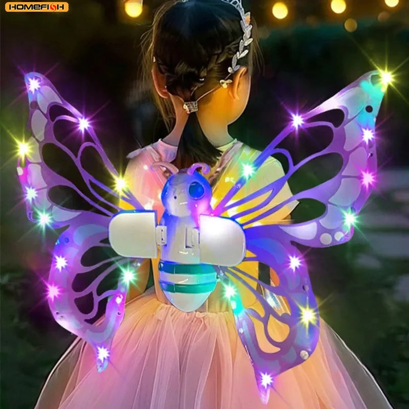 Ailes de papillon électriques, aile d'elfe mobile avec ailes de fée légères pour enfants, déguisement de Cosplay d'anniversaire et de noël, jouet d'ange pour filles