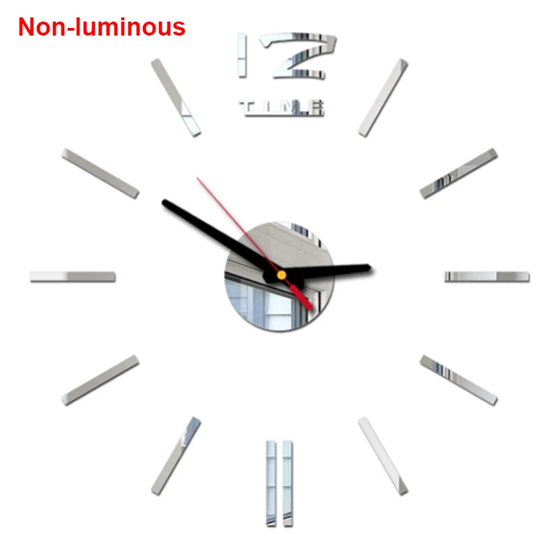 Reloj de pared, reloj de pared luminoso DIY, reloj de cuarzo, pegatinas de espejo acrílico, reloj de pared, decoración de pared, decoración cálida del hogar.