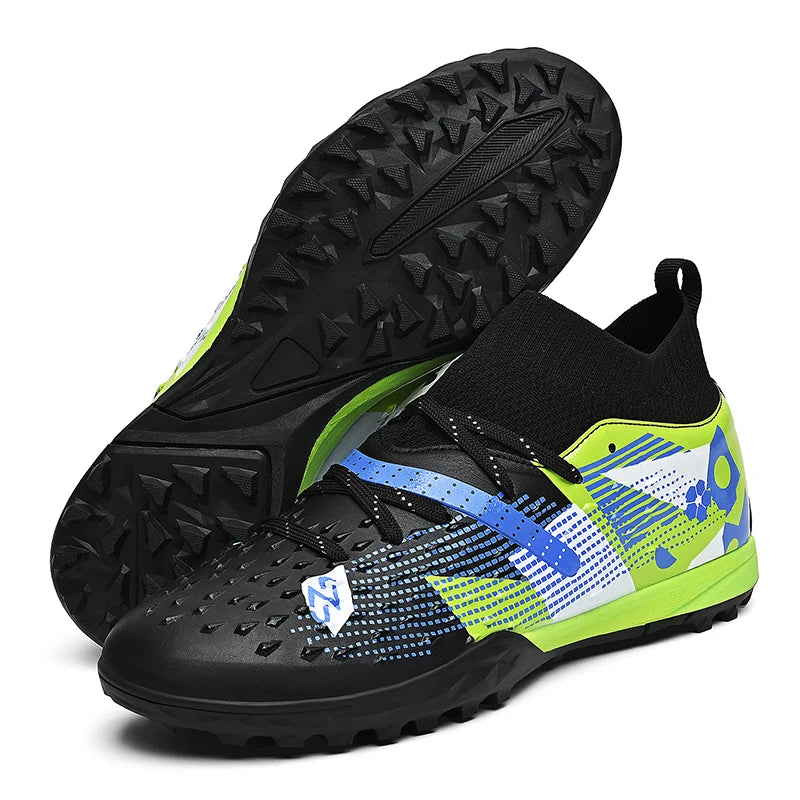 qztzx Chaussures de Football FG & Futsal Homme Cuir Verni Montantes — Ultra-légères, Professionnel EU 32–48