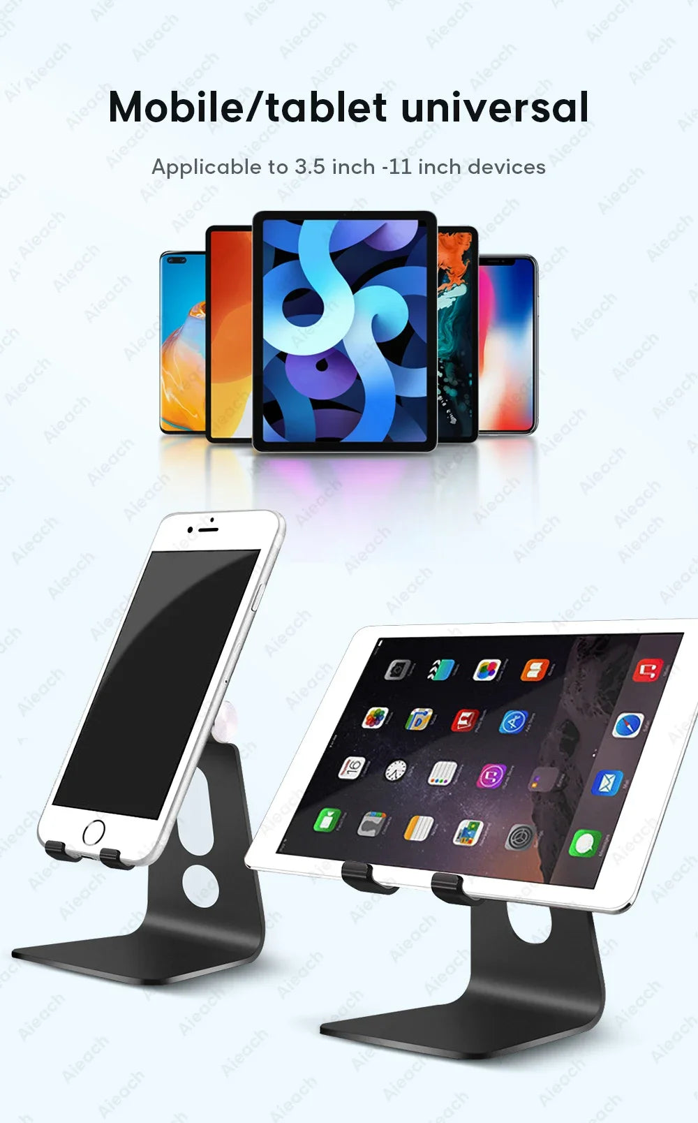 Support de tablette réglable en métal pour bureau — universel, 7 à 11 pouces, Android, iOS