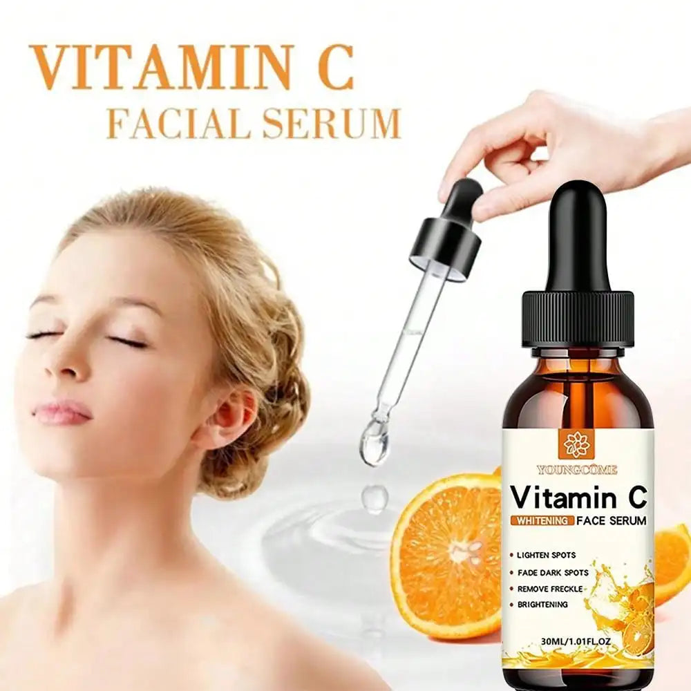 La esencia facial de vitamina C contiene ácido hialurónico, quita manchas oscuras, reparador, hidratante, esencia antienvejecimiento, cuidado facial de la piel 30ml