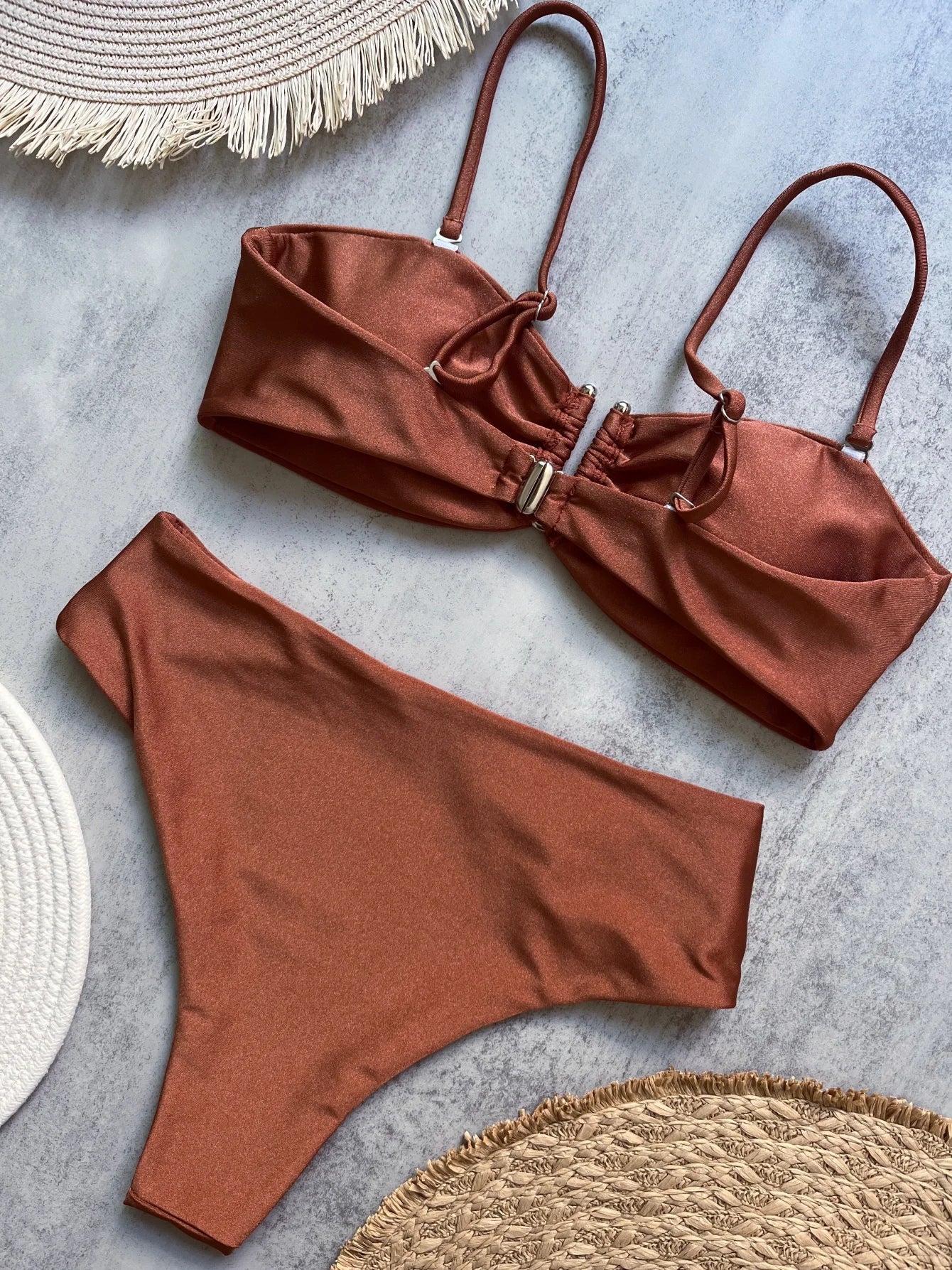 Bikini bandeau push-up pour femme 2026, maillot de bain sexy, ensemble bikini brésilien, string, maillot de bain uni, tenue de plage