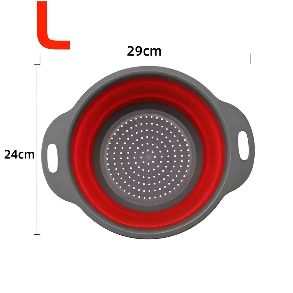 2pcs Silicone Collapsible Strainer Basket, Foldable Colander for Fruit Vegetable, Kitchen Strainer for Food Pasta Kitchen Tools Drainage Device