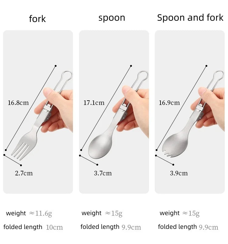 Cuillère à salade pliable en titane, cuillère à salade légère et portable pour le camping en plein air, la randonnée, le sac à dos, les voyages