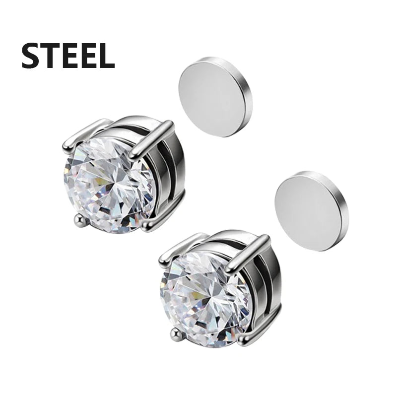 Boucles d'Oreilles à réinitialisation Magnétique en Clip pour Homme et Femme, Punk, Rond, Aimant, Bijoux Non Piercing, 1/3 Paires