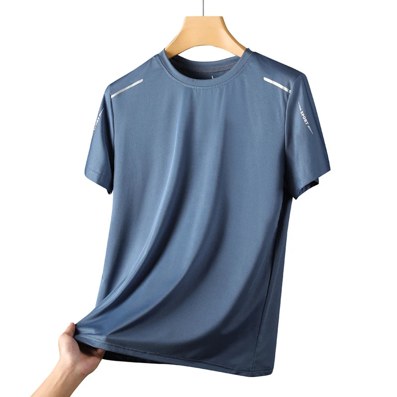 CHRLCK Hombres Correr Secado rápido Transpirable Senderismo Pesca Camisetas Elástico suave Deportes al aire libre Camiseta de manga corta Verano