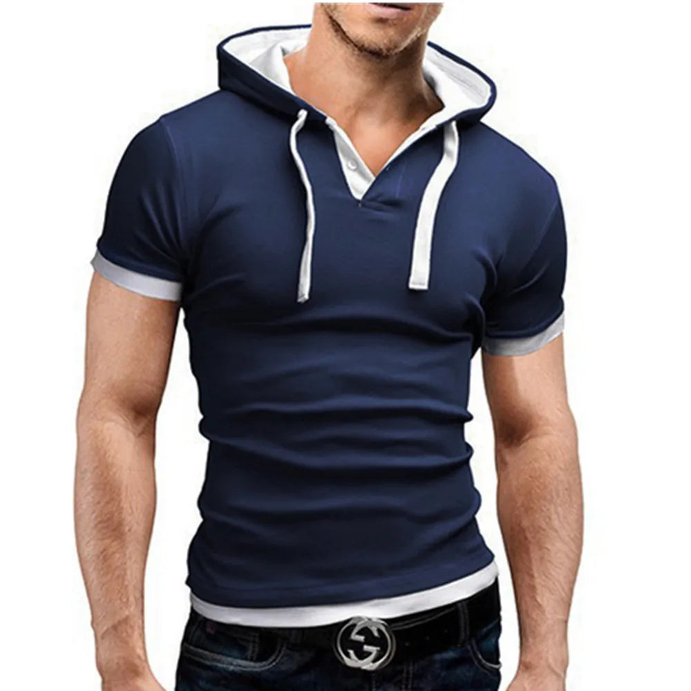 T-shirt Homme 2026 Été Slim Fitness à Capuche Manches Courtes – Camisa Masculina Sportswear T-Shirt Slim Homme 3XL