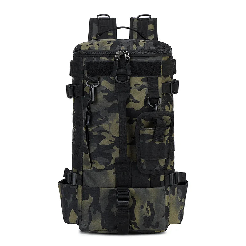 Sac à dos de pêche tactique, sac de matériel avec porte-canne, rangement d'équipement de poisson Molle Camping randonnée sac multifonctionnel en plein air