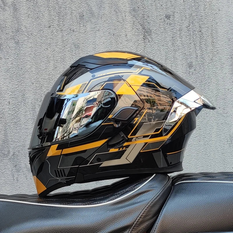 Cascos de moto ORZ doble visera, casco modular abatible aprobado por DOT, casco integral de motocicleta de carreras, casco de motocross DOT