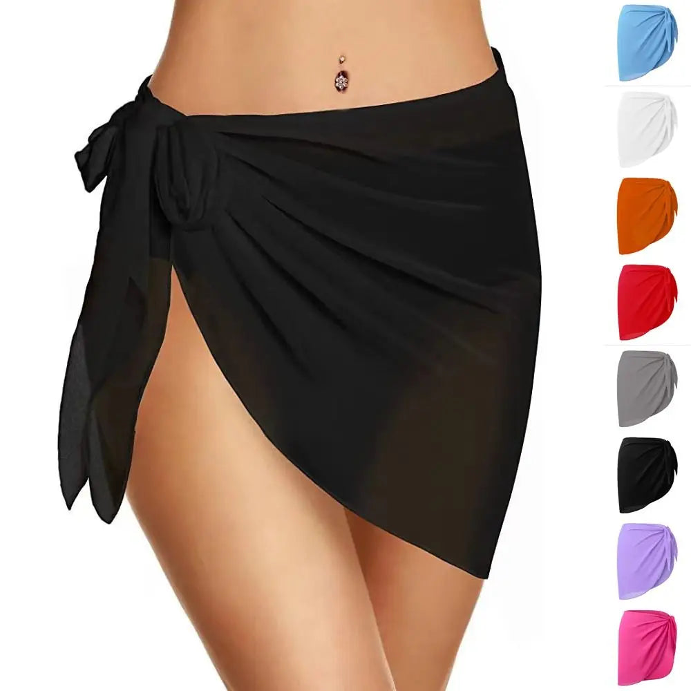 Jupe courte en mousseline de soie pour femmes, Industries ong, cover-ups pour les maillots de bain, bikini de plage, rond, transparent, écharpe, été