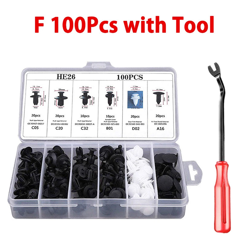 Kit de sujeción para panel de guarnecido de puerta de parachoques de coche, clip de sujeción automático mixto, empujador de carrocería, retenedor, pasador, remache, clips de coche, embalaje en caja o bolsa